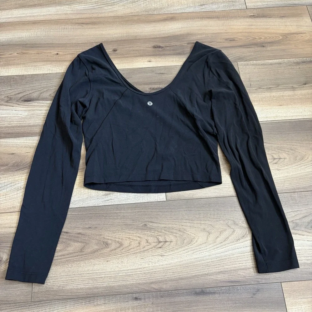 Lululemon Align Long Sleeve Shirt Top Women's Nulu Cropped Yoga Black Medium